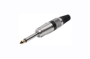 PLUG P10 MONO PRETO PROFISSIONAL NÍQUEL CORPO METÁLICO com PONTA GOLD