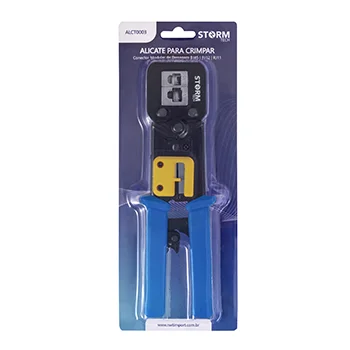 Alicate para crimpar conector modular de passagem RJ45, RJ12, RJ11