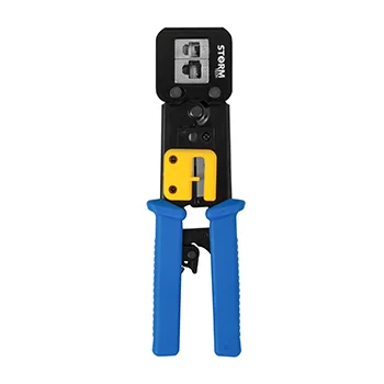 Alicate para crimpar conector modular de passagem RJ45, RJ12, RJ11