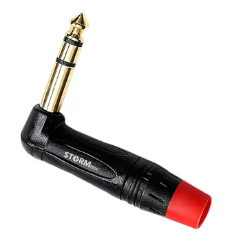 Plug P10 90º Estéreo Preto - Baquelite