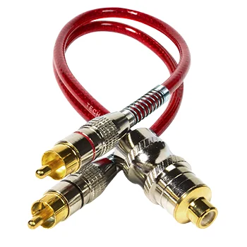 CABO ÁUDIO Y PROFISSIONAL, BLINDADO, 1 FÊMEA X 2 MACHOS, VERMELHO, PLUGS METAL, 20CM