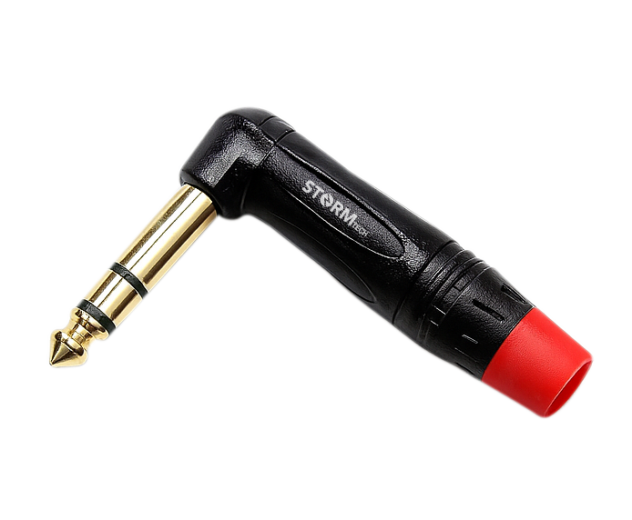 Plug P10 90º Estéreo Preto - Baquelite