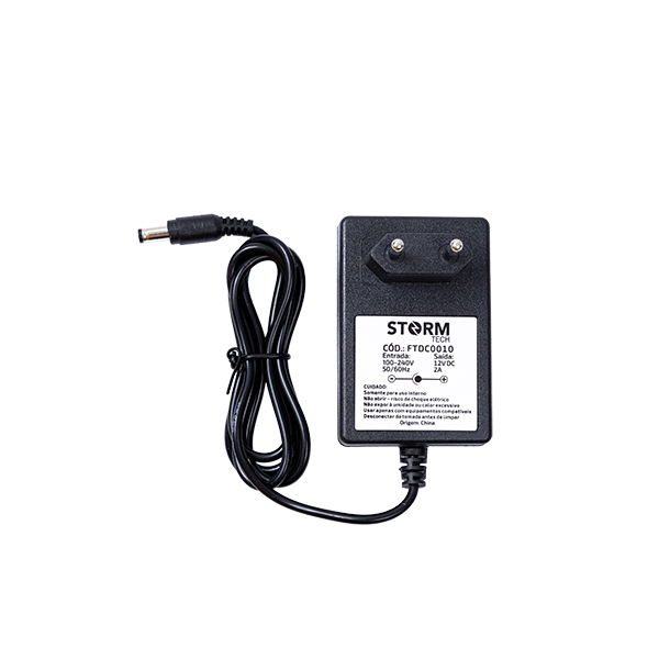 Fonte Entrada 100-240V, Saída 12V/2A  – Plug P4 Centro + 2.1 X 5.5 mm