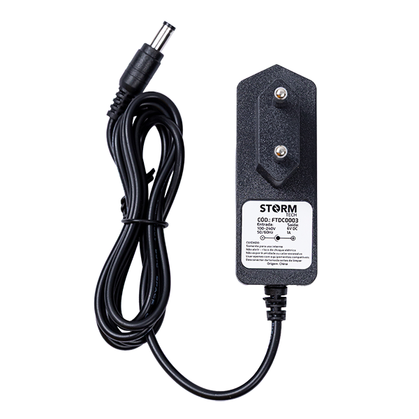 Fonte Entrada 100-240V, Saída 6V 1A – Plug P4 Centro + 2.1 X 5.5 mm