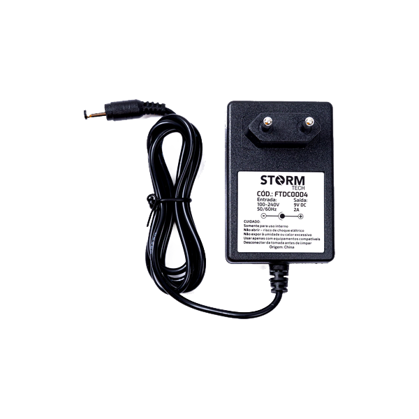 Fonte Entrada 100-240V, Saída 9V 2A – Plug P4 Centro + 2.1 X 5.5 mm