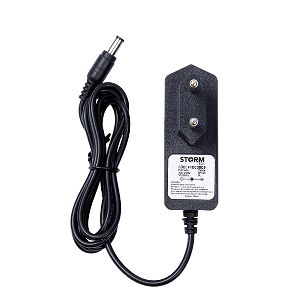 Fonte Entrada 100-240V, Saída 12V/1A  – Plug P4 Centro + 2.1 X 5.5 mm