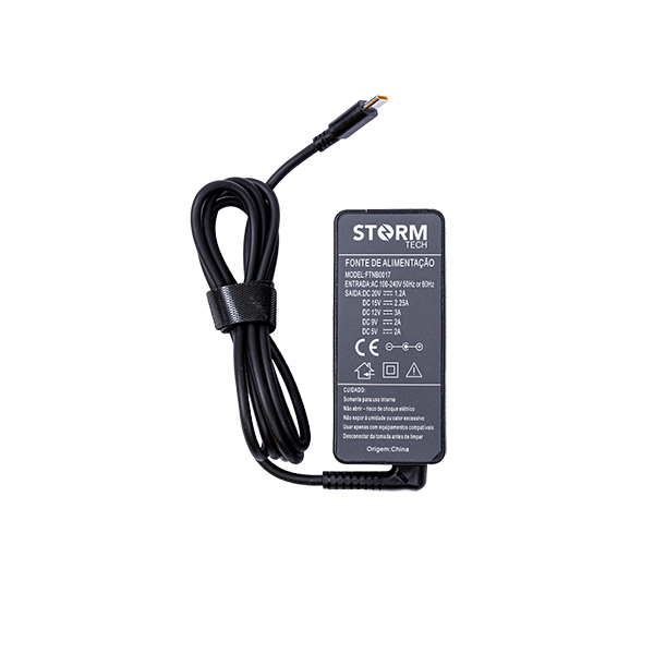 Fonte compatível com Notebook Ultrabook E Tablet USB-C 45W1.2A, 20V2.25A, 15V3A, 12V3A, 9V2A, 5V2A