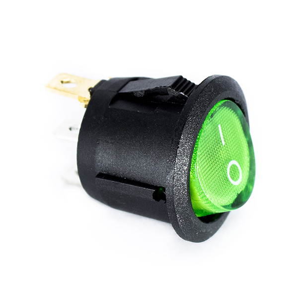 CHAVE KCD1-105-102N COM LED, 3 TERMINAIS E 2 POLOS, 10A/12Vdc - 6A/24Vdc, VERDE