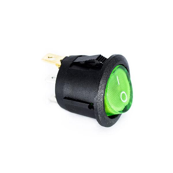 CHAVE KCD1-105-102N COM LED, 3 TERMINAIS E 2 POLOS, 10A/12Vdc - 6A/24Vdc, VERDE