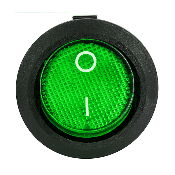 CHAVE KCD1-105-102N COM LED, 3 TERMINAIS E 2 POLOS, 10A/12Vdc - 6A/24Vdc, VERDE