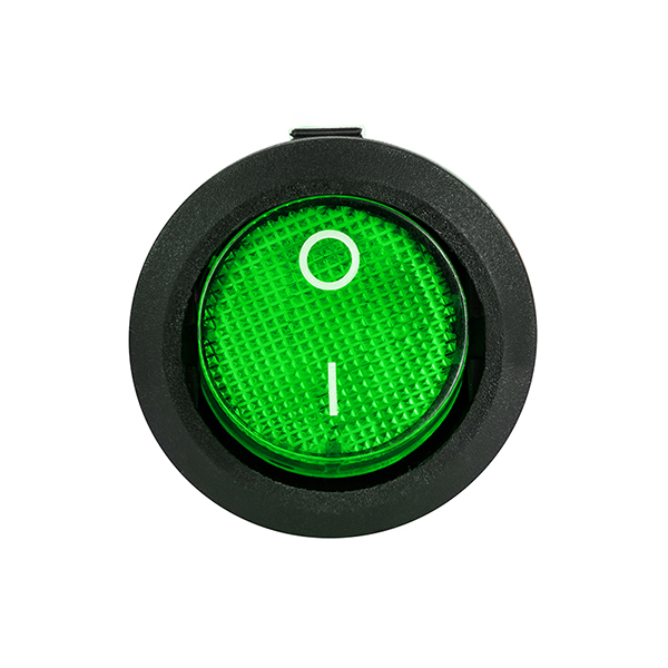 CHAVE KCD1-105-102N COM LED, 3 TERMINAIS E 2 POLOS, 10A/12Vdc - 6A/24Vdc, VERDE