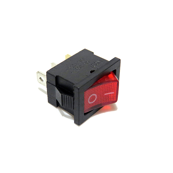 CHAVE COMUTADORA ON OFF 2 POLOS QUADRADA (KCD1-101) - ON/OFF, COM LED, VERMELHA, 10/12Vdc - 6A/24Vdc