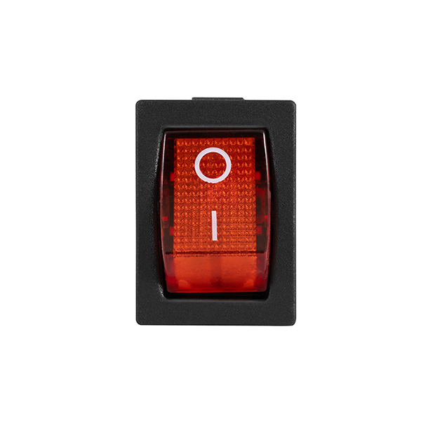 CHAVE COMUTADORA ON OFF 2 POLOS QUADRADA (KCD1-101) - ON/OFF, COM LED, VERMELHA, 10/12Vdc - 6A/24Vdc