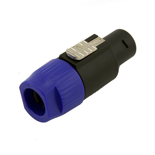 PLUG SPEAK-ON 4 POLOS COM TRAVA, CORPO PRETO E BUCHA EXTERNA EM AZUL