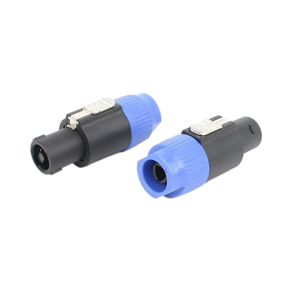 PLUG SPEAK-ON 4 POLOS COM TRAVA, CORPO PRETO E BUCHA EXTERNA EM AZUL